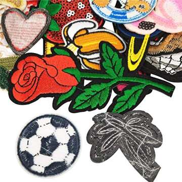 Libiline 20/50/100pcs Random Assorted Styles Embroidered Patch Sew On/Iron On Patch Applique Clothes Dress Plant Hat Jeans Sewing Flowers Applique DIY Accessory (Assorted-Style 5) (50)