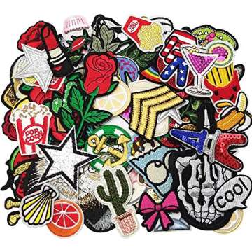 Libiline 20/50/100pcs Random Assorted Styles Embroidered Patch Sew On/Iron On Patch Applique Clothes Dress Plant Hat Jeans Sewing Flowers Applique DIY Accessory (Assorted-Style 5) (50)
