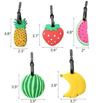 Mziart Colorful Fruits Luggage Tags Baggage Suitcase Backpack Labels Set of 5 (Banana, Pineapple, St...