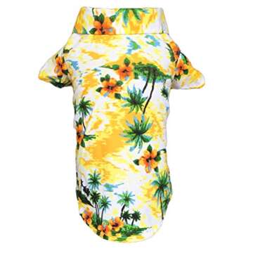 Hawaiian Pet Dog T-Shirt Summer Camp Clothes Apparel with Straw Hat for Small Medium Large Dog Puppi...