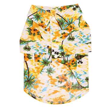 Hawaiian Pet Dog T-Shirt Summer Camp Clothes Apparel with Straw Hat for Small Medium Large Dog Puppies Cats XLarge