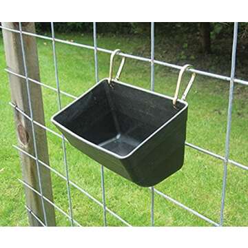Little Giant Durable Black 11" Plastic Grain Fence Feeder for Livestock