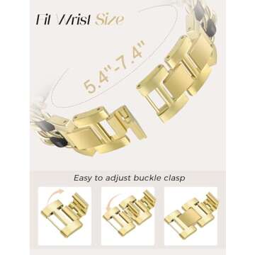 Newlibery Gold Watch Bands for Women Compatible with Apple Watch Band 38mm 40mm 41mm 42mm (S10) Adjustable Unique Charms Metal Strap Cowboy Chain Bracelet for iWatch Series 10/9/8/7/6/5/4/3/2/1/SE