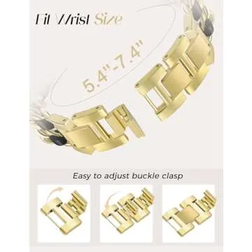 Newlibery Gold Watch Bands for Women Compatible with Apple Watch Band 38mm 40mm 41mm 42mm (S10) Adjustable Unique Charms Metal Strap Cowboy Chain Bracelet for iWatch Series 10/9/8/7/6/5/4/3/2/1/SE