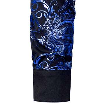 VATPAVE Mens Casual Luxury Print Dress Shirts Paisley Long Sleeve Button Down Shirts Medium LC09 Blue