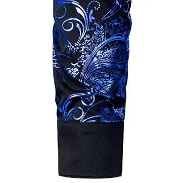 VATPAVE Mens Casual Luxury Print Dress Shirts Paisley Long Sleeve Button Down Shirts Medium LC09 Blue