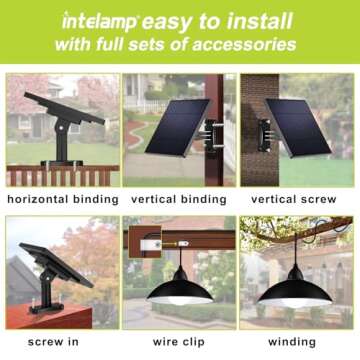 intelamp Solar Pendant Lights, Solar Shed Lights by Remote Control Solar Powered Indoor & Outdoor Lights Hanging Lights for Storage Room Home Yard Porch Balcony