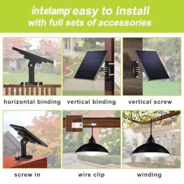 intelamp Solar Pendant Lights, Solar Shed Lights by Remote Control Solar Powered Indoor & Outdoor Lights Hanging Lights for Storage Room Home Yard Porch Balcony