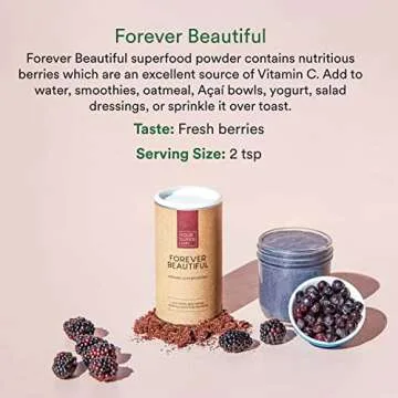 Your Super Forever Beautiful Superfood Powder - Glowing Skin, Healthy Hair, Hormone Balance, Antioxidants, Adaptogens- Plant Based, Organic Acai Berry, Maqui, Acerola Cherry, Maca Powder - 40 Servings