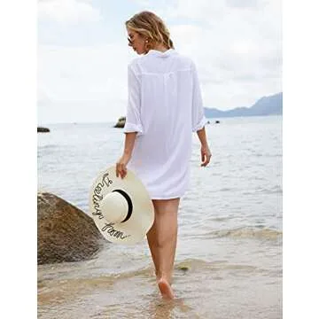 Ekouaer Women's Beach Bikini Cover Up Shirt - Summer Style