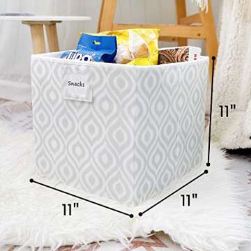 JS Home Storage Cubes, 4-Pack, Foldable Fabric Storage Cubes Boxes, Cube Storage Bins for Organizing, Cubes Basket Containers for Shelves, Grey, 11" x 11" x 11"