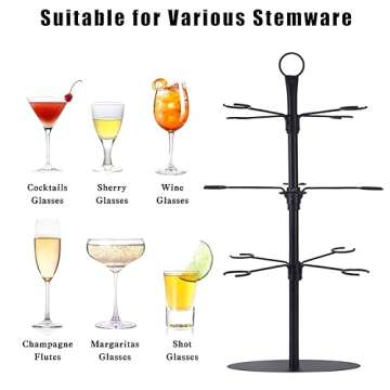 ZeenArt Champagne Tower, Metal Drink Tower for Parties Champagne Glass Holder, 3 Tiers - 12 Brackets...