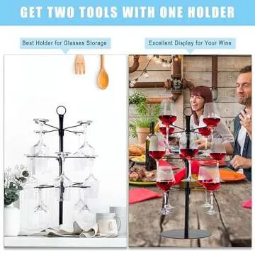ZeenArt Champagne Tower, Metal Drink Tower for Parties Champagne Glass Holder, 3 Tiers - 12 Brackets, for Bar Stand, Cocktail Tree Stand, Champagne Stand