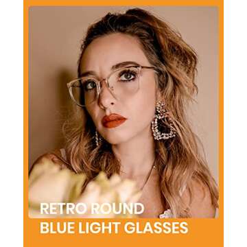 Cyxus Blue Light Glasses for Women, Blue Light Blocking Eyeglasses for Women, Round Computer Eyewear...