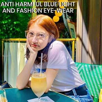 Cyxus Blue Light Glasses for Women, Blue Light Blocking Eyeglasses for Women, Round Computer Eyewear Anti Eye Strain Glasses