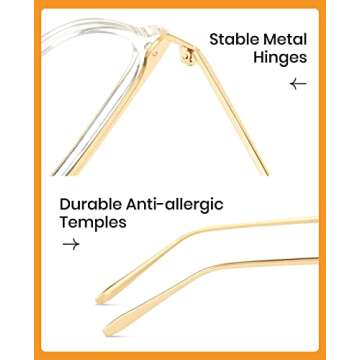 Cyxus Blue Light Glasses for Women, Blue Light Blocking Eyeglasses for Women, Round Computer Eyewear Anti Eye Strain Glasses