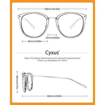 Cyxus Blue Light Glasses for Women, Blue Light Blocking Eyeglasses for Women, Round Computer Eyewear Anti Eye Strain Glasses