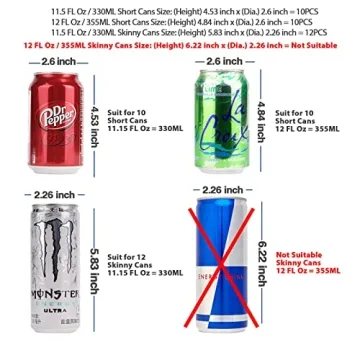 BingoHive Rolling Soda Can Organizer for Refrigerator Can Dispenser for Beer Soda Seltzer Pop Can Soda Organizer for 10 Standard Size 11.15oz or 12oz Cans Holder Storage Pantry Organization