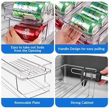 BingoHive Rolling Soda Can Organizer for Refrigerator Can Dispenser for Beer Soda Seltzer Pop Can Soda Organizer for 10 Standard Size 11.15oz or 12oz Cans Holder Storage Pantry Organization