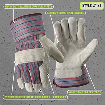 Wells Lamont Men's Leather Palm Work Gloves, Large