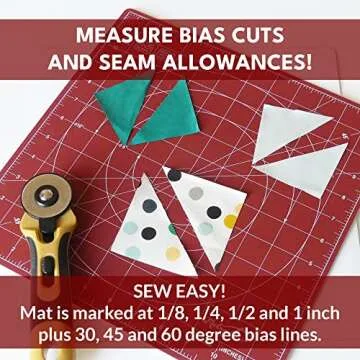 Madam Sew Self Healing Cutting Mat, 12x12 Rotating Cutting Mat for Quilting, Sewing and Crafts Features 360 Degree Rotation, Lockable Non-Slip Base and Accurate Grid and Bias Lines for Precise Cuts