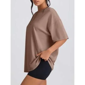 REORIA Womens Oversized Workout T Shirts Summer Crewneck Athletic Plus Size Tops Going Out Y2k Blouse Casual Trendy Clothes 2025 Short Sleeve Spring Basic Tee