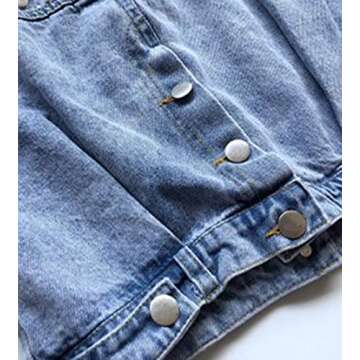 SCOFEEL Girls Denim Jacket with Pearls for Kids