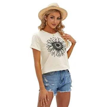Cicy Bell Women's Sunflower Graphic Tee for Summer Fun