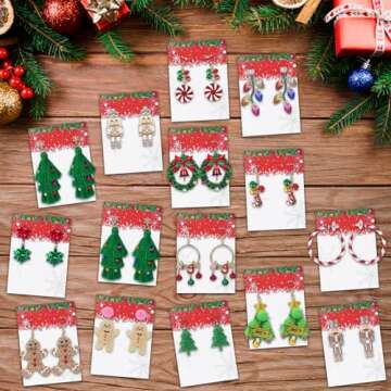 Christmas Earrings For Women Dangle Jewelry: Red And Green Christmas Bow Earrings Festive Christmas Earrings Holiday Earrings Dangling Xmas Drop Earrings Christmas Jewelry Gifts Christmas Ball Earring