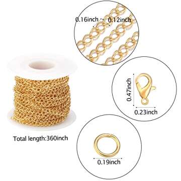 Forise 30 Feet Necklace Chains 3mm Twisted Links Chain for DIY Jewelry Making,Necklace Chains Set wi...