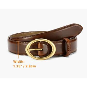 Womens Belt - CR Leather Belt Women Casual for Jeans Pants Dress - Belts with Gold Buckle for Women Fashion