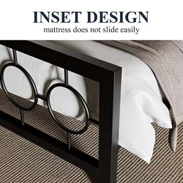 Allewie Queen Size Metal Platform Bed Frame with Modern and Vintage Style Headboard,No Box Spring Need,Easy Assembly,Noise-Free in Black