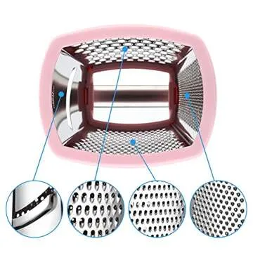 Spring Chef Professional Stainless Steel XL Parmesan Cheese Grater with Handle - 4 Sided Box Grater for Kitchen - Dishwasher Safe Carrot Shredder for Potato, Vegetables, Ginger - Pink Lemonade