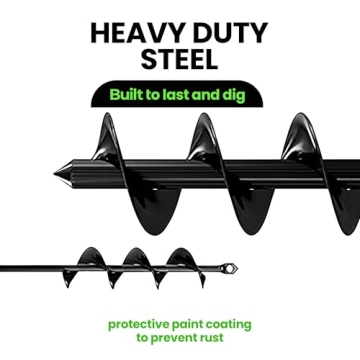 K-Brands Auger Drill Bit for Planting 2 Pack 1.6 x 16 Inch & 3.5 x 16 Inch Set – Garden Spiral Hole and Bulb Planter Tool for Umbrella Holes - Compatible with 3/8 Inch Hex Drive