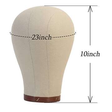 RUICAS 23" Wig Head,Cork Canvas Head,Mannequin Head with Table Stand,Canvas Block Head for Wigs Making Display (Wig Stand,Wig Cap,T-Pins,Sewing Thread) (23inch)