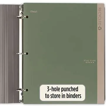 Five Star 2 Pocket Folders, 4 Pack, Recycled Plastic Folders with Stay-Put Tabs and Prong Fasteners, Fits 3-Ring Binder, Holds 11” x 8-1/2” Paper, Writable Label, Clay, Green, Blue, Gray (33002)
