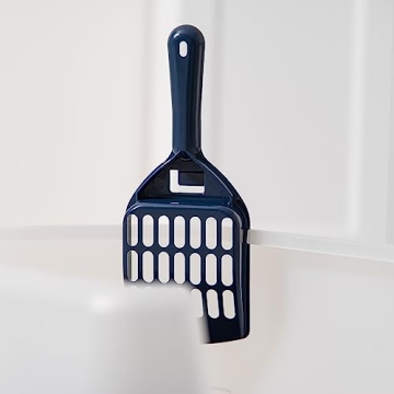 IRIS USA Large Cat Litter Box with Scoop, Open Top Cat Litter Pan, Navy