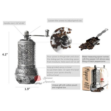 Bazaar Anatolia Turkish Pepper Mill Durable Spice Grinder