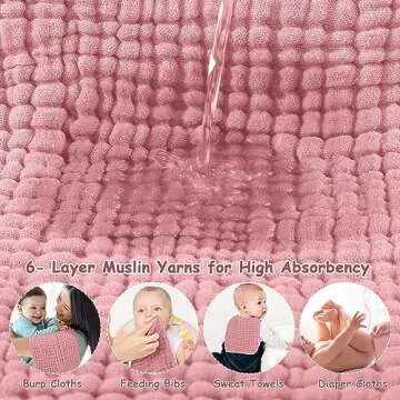Looxii Muslin Burp Cloths 100% Cotton Muslin Cloths Large 20''x10'' Extra Soft and Absorbent 6 Pack Baby Burping Cloth (Bean Paste)