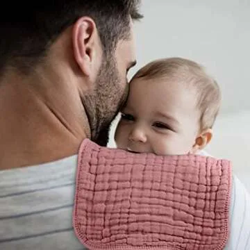 Looxii Muslin Burp Cloths 100% Cotton Muslin Cloths Large 20''x10'' Extra Soft and Absorbent 6 Pack Baby Burping Cloth (Bean Paste)