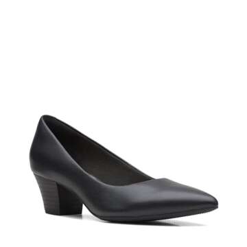 Clarks Women's Teresa Step Pump, Black Leather, 7.5