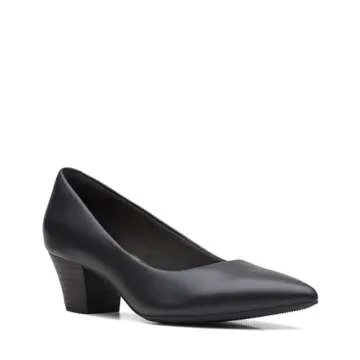 Clarks Women's Teresa Step Pump, Black Leather, 7.5