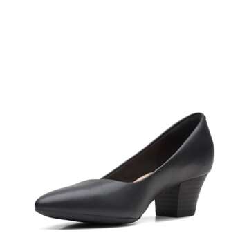 Clarks Women's Teresa Step Pump, Black Leather, 7.5