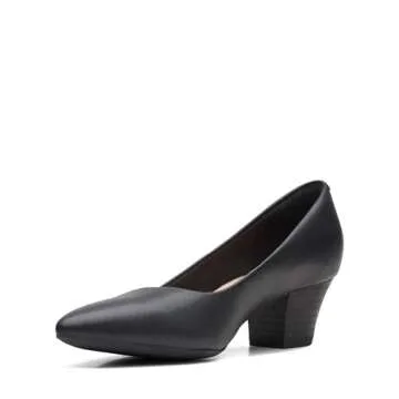 Clarks Women's Teresa Step Pump, Black Leather, 7.5