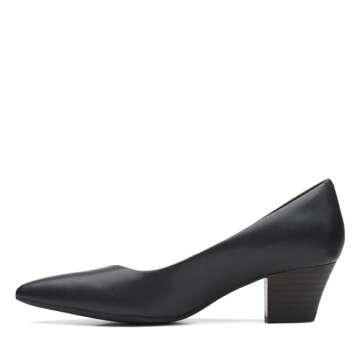 Clarks Women's Teresa Step Pump, Black Leather, 7.5