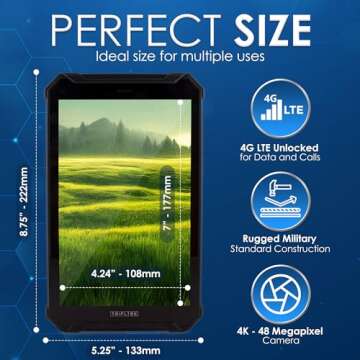 TRIPLTEK 9 PRO Ultra Bright 1300 nits, 12GB RAM, Android 12, LTE Unlocked, HDMI, Rugged Military Construction, Waterproof IP68, Brightest Tablet/Phone on The Market
