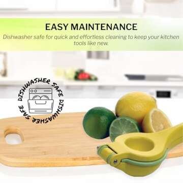 Amco 2-in-1 8.8-Inch Aluminum Squeezer - Comfortable Juicing for Strain-Free Experience, Kitchen Gadget for Juicing Lemons or Oranges (Yellow)