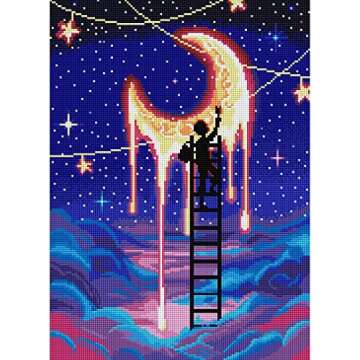 DIAMOND ART CLUB Paint The Moon Diamond Painting Kit, 5D Square Diamond Art Activities for Adults an...