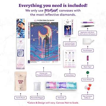 DIAMOND ART CLUB Paint The Moon Diamond Painting Kit, 5D Square Diamond Art Activities for Adults and All Ages, 13" x 18" (33 x 46 cm)