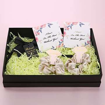 Bridesmaid Proposal Gifts - 8pcs Hair Ties, Hair Scrunchies, and Bachelorette Party Favors (Beige)